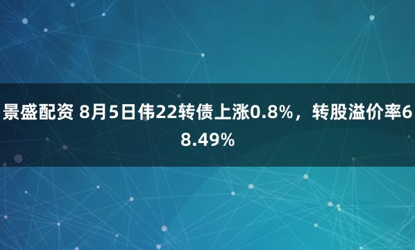 景盛配资 8月5日伟22转债上涨0.8%，转股溢价率68.49%